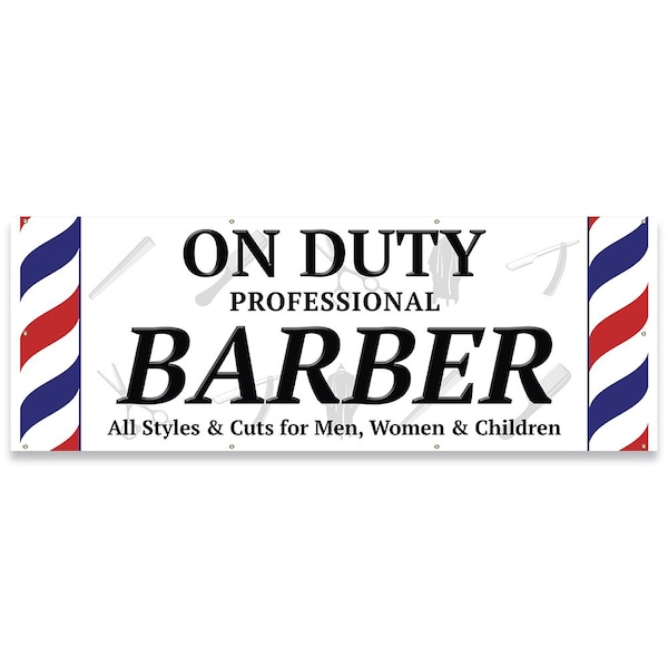 Signmission On Duty Professional Barber Banner Concession Stand Food Truck Single Sided B-96-30122 - main